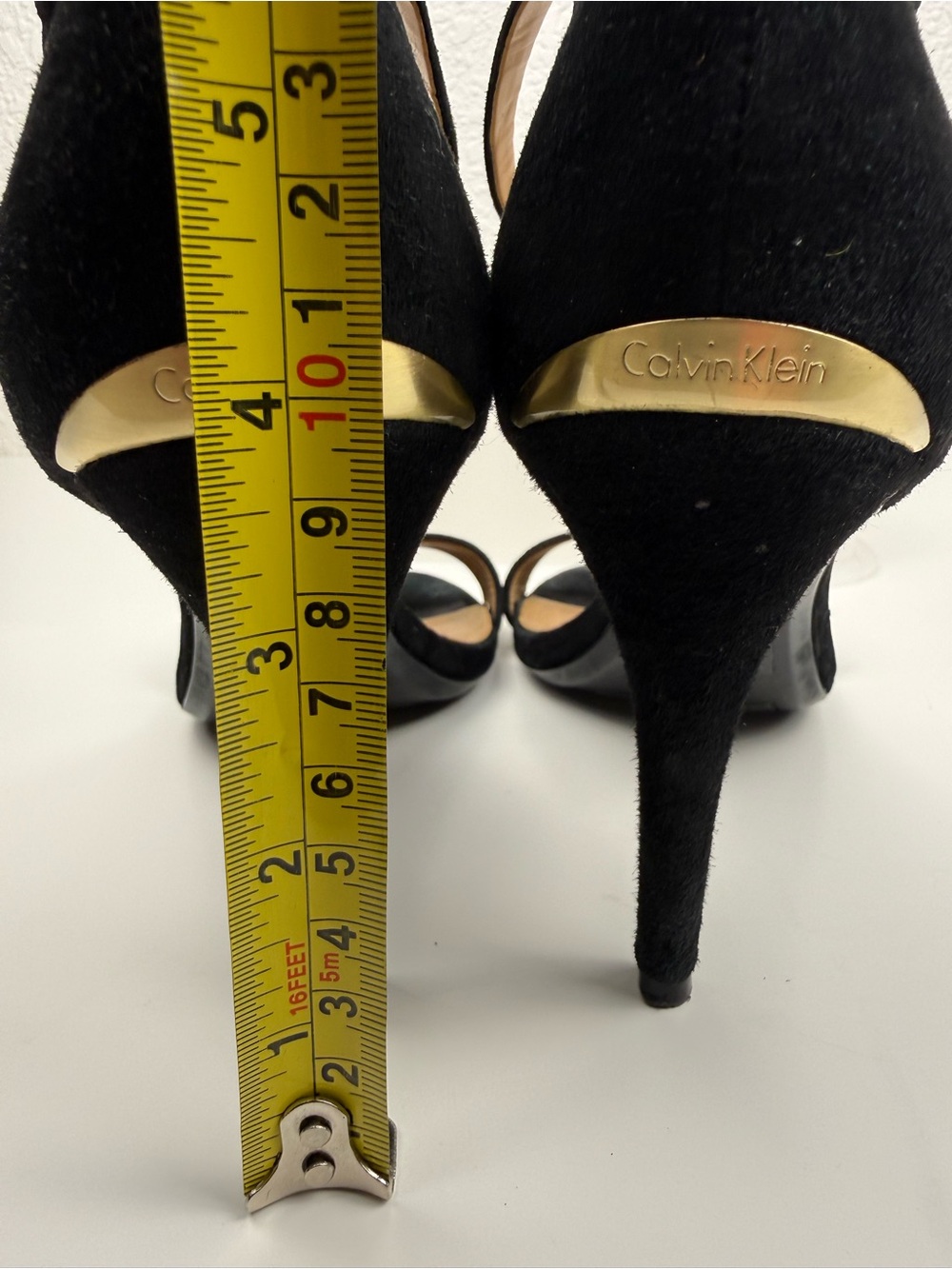 Calvin Klein | Nashra T-Strap Suede Heels | Black | 8.5 - Picture 11 of 14